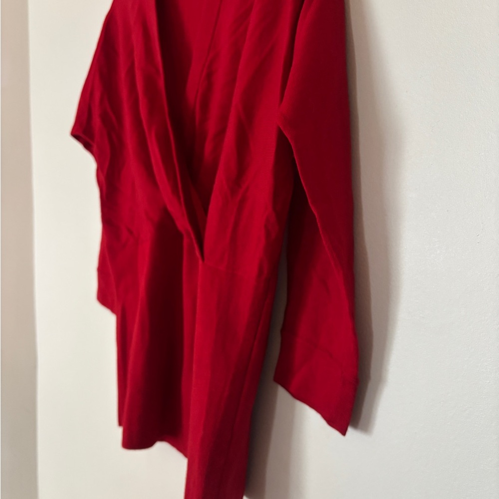 Talbots Deep Red Faux-Wrap Knit Blouse - Picture 2 of 6